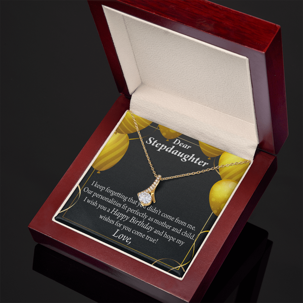 To My Stepdaughter Birthday Alluring Ribbon Necklace Message Card-Express Your Love Gifts