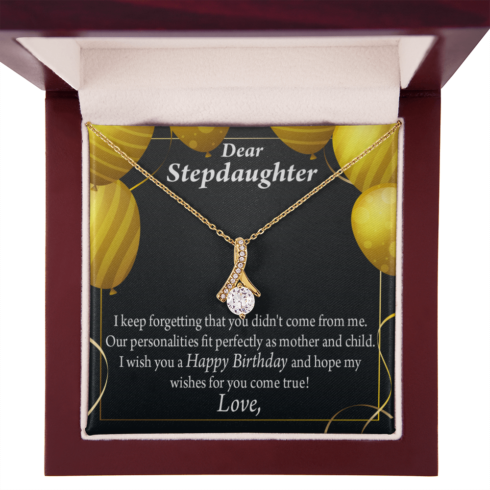 To My Stepdaughter Birthday Alluring Ribbon Necklace Message Card-Express Your Love Gifts