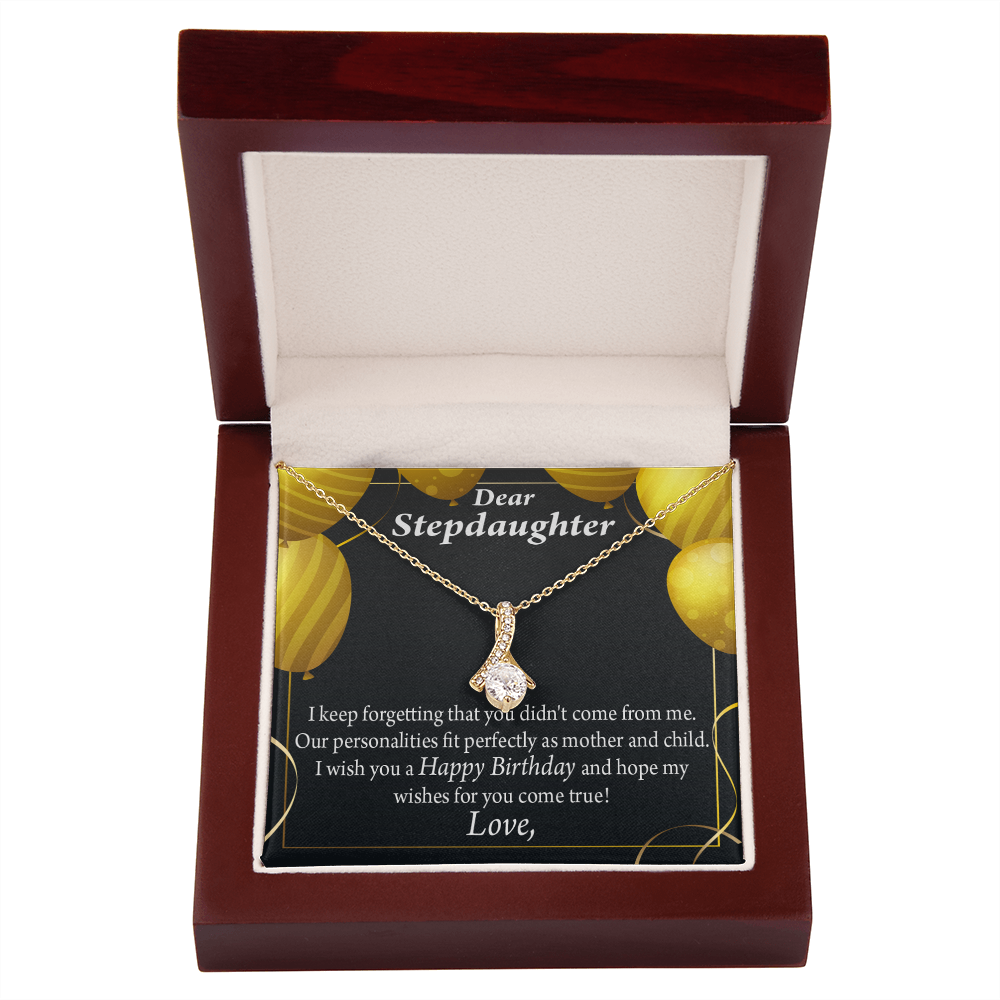 To My Stepdaughter Birthday Alluring Ribbon Necklace Message Card-Express Your Love Gifts