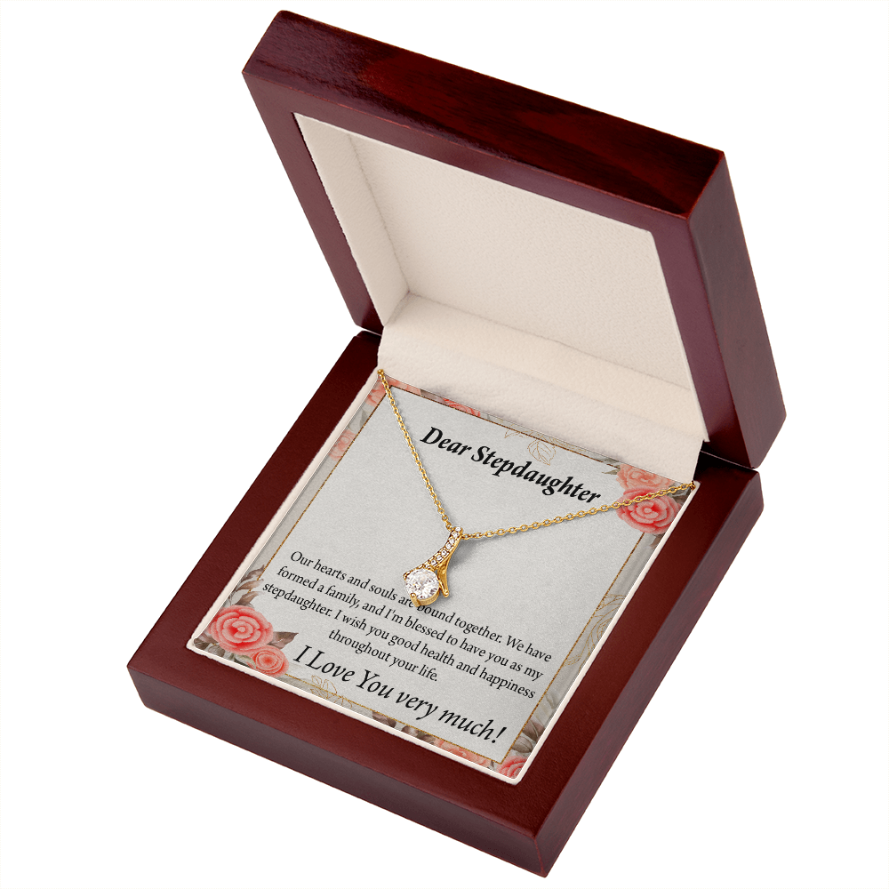 To My Stepdaughter Bound Together Alluring Ribbon Necklace Message Card-Express Your Love Gifts