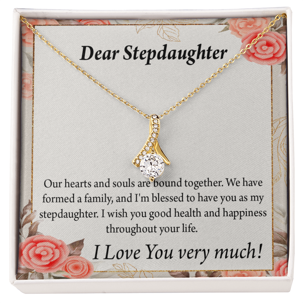 To My Stepdaughter Bound Together Alluring Ribbon Necklace Message Card-Express Your Love Gifts