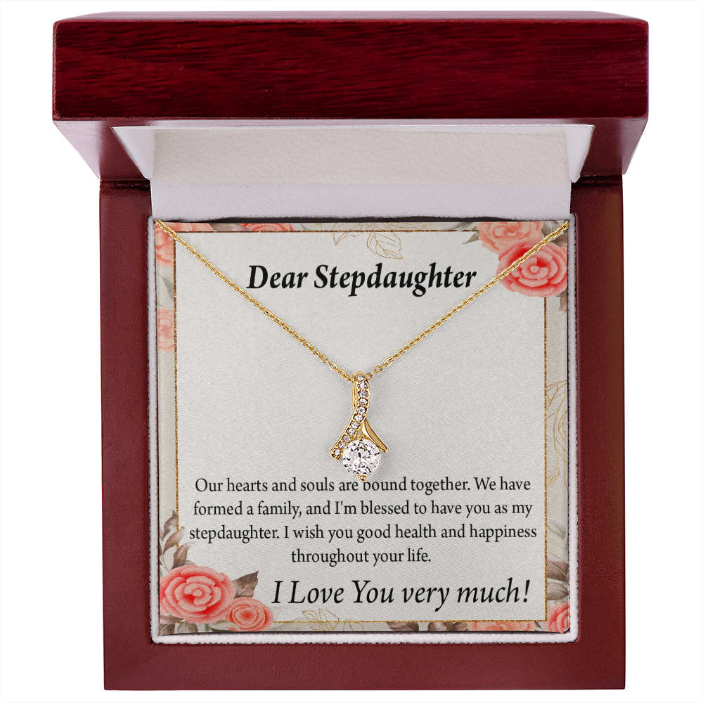 To My Stepdaughter Bound Together Alluring Ribbon Necklace Message Card-Express Your Love Gifts