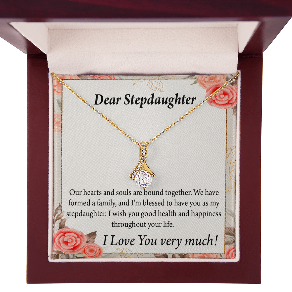 To My Stepdaughter Bound Together Alluring Ribbon Necklace Message Card-Express Your Love Gifts