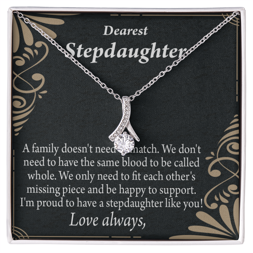 To My Stepdaughter Family Reminder Alluring Ribbon Necklace Message Card-Express Your Love Gifts