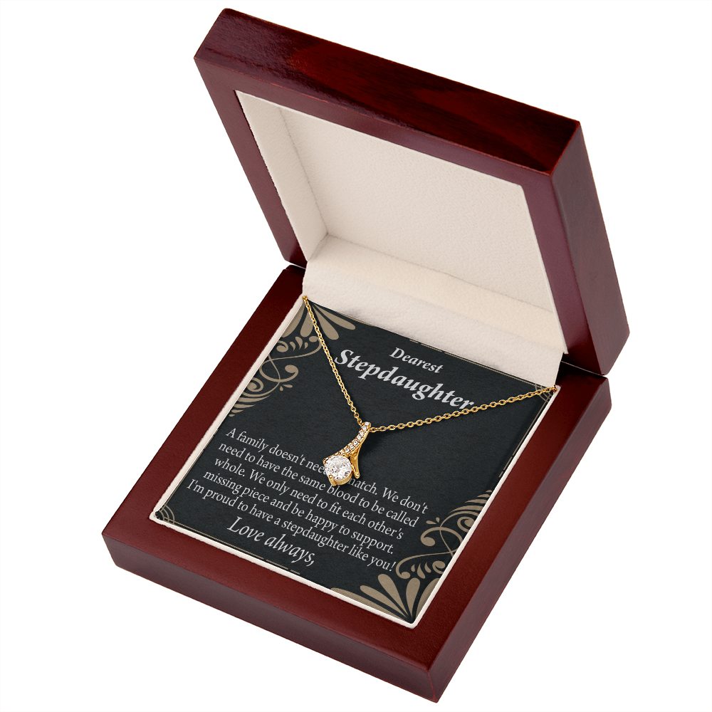 To My Stepdaughter Family Reminder Alluring Ribbon Necklace Message Card-Express Your Love Gifts