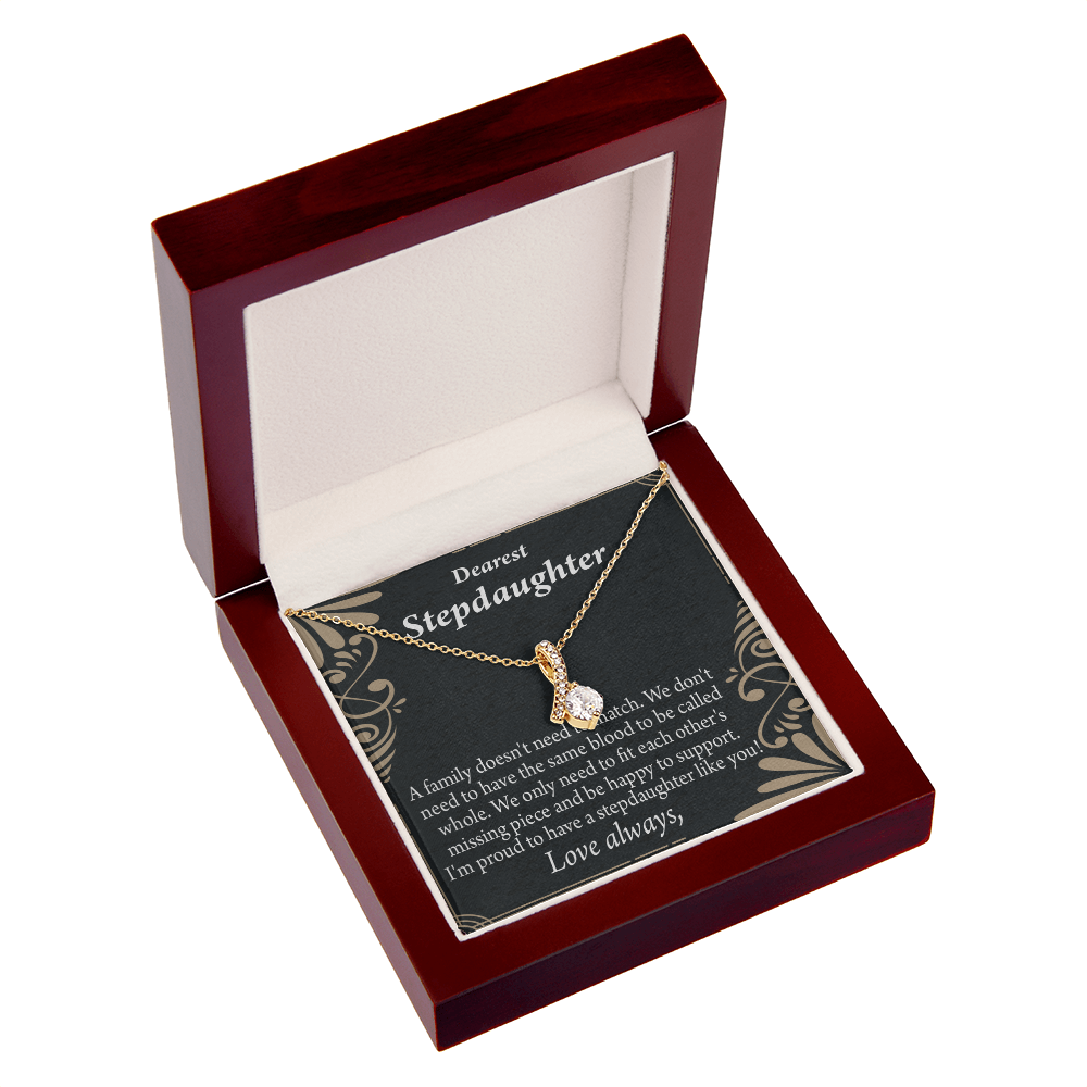 To My Stepdaughter Family Reminder Alluring Ribbon Necklace Message Card-Express Your Love Gifts