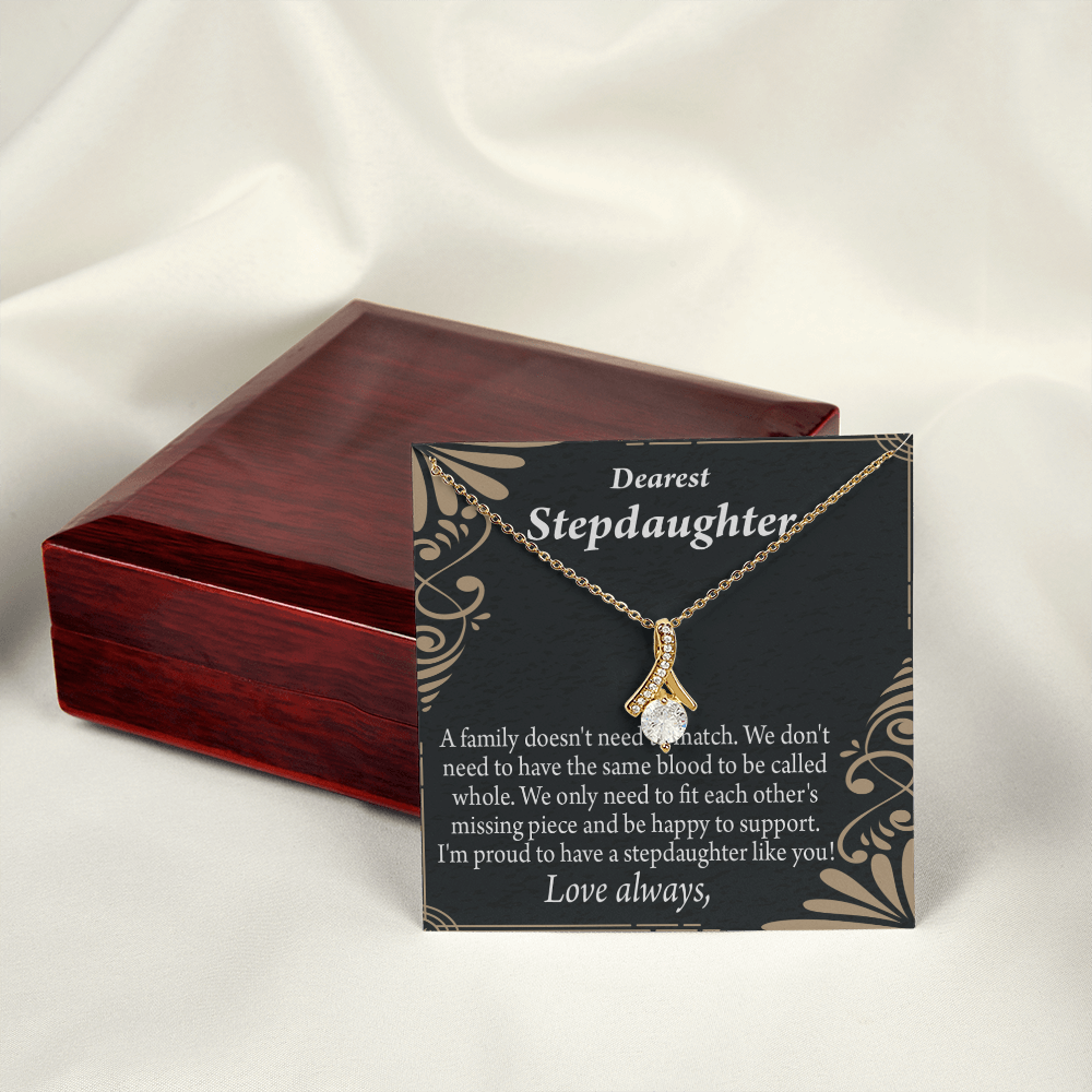 To My Stepdaughter Family Reminder Alluring Ribbon Necklace Message Card-Express Your Love Gifts