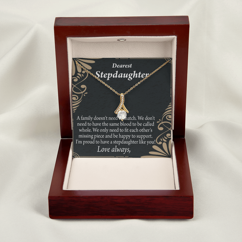 To My Stepdaughter Family Reminder Alluring Ribbon Necklace Message Card-Express Your Love Gifts