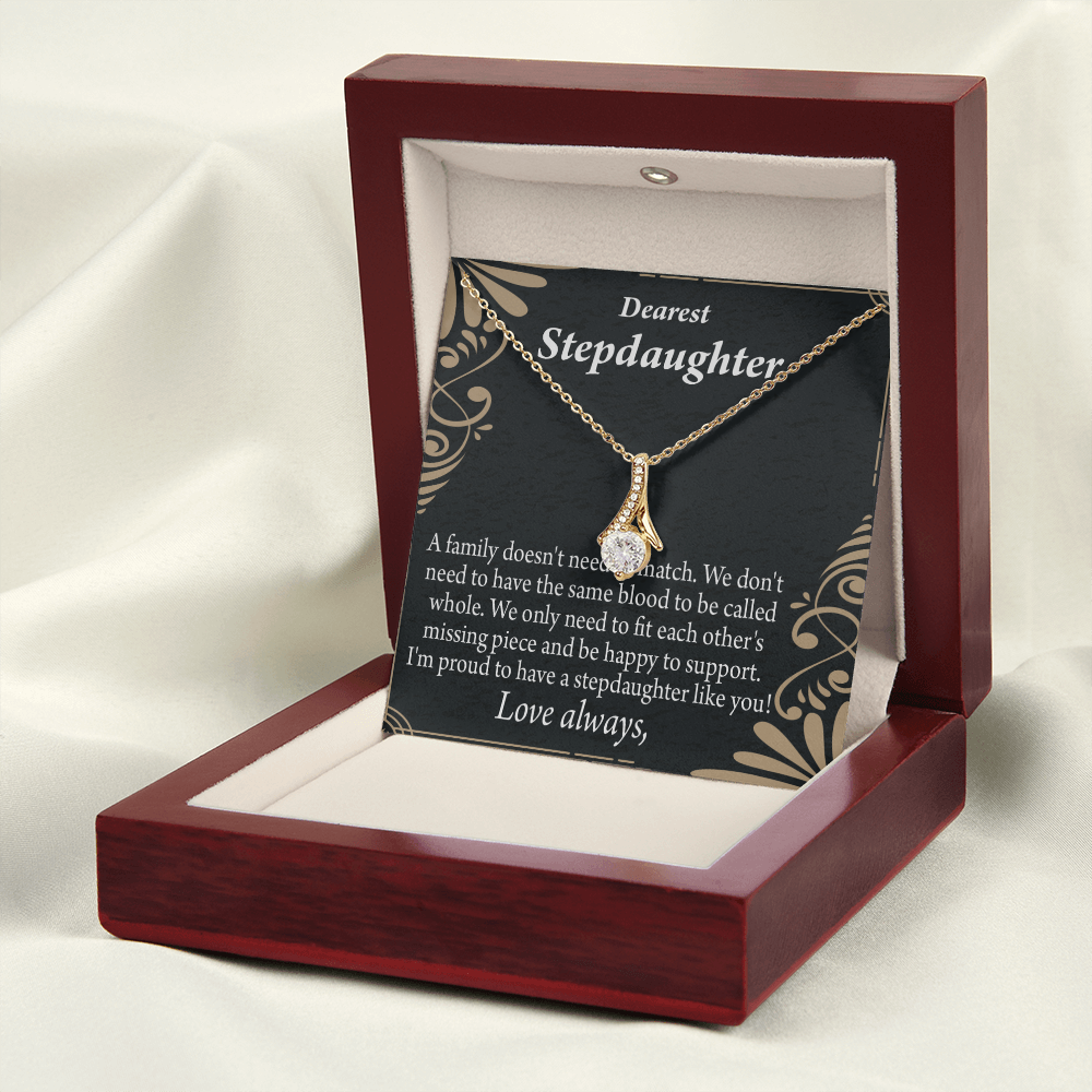 To My Stepdaughter Family Reminder Alluring Ribbon Necklace Message Card-Express Your Love Gifts