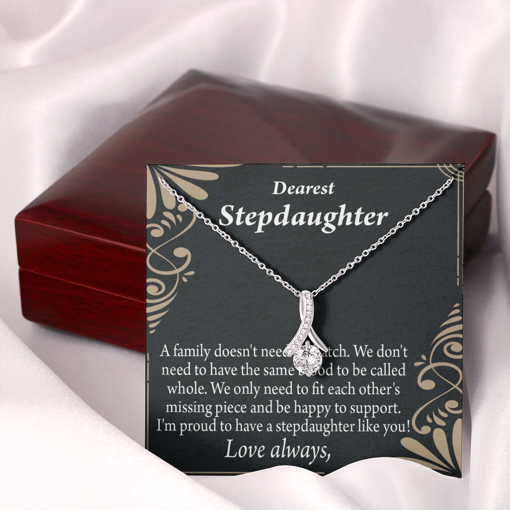 To My Stepdaughter Family Reminder Alluring Ribbon Necklace Message Card-Express Your Love Gifts