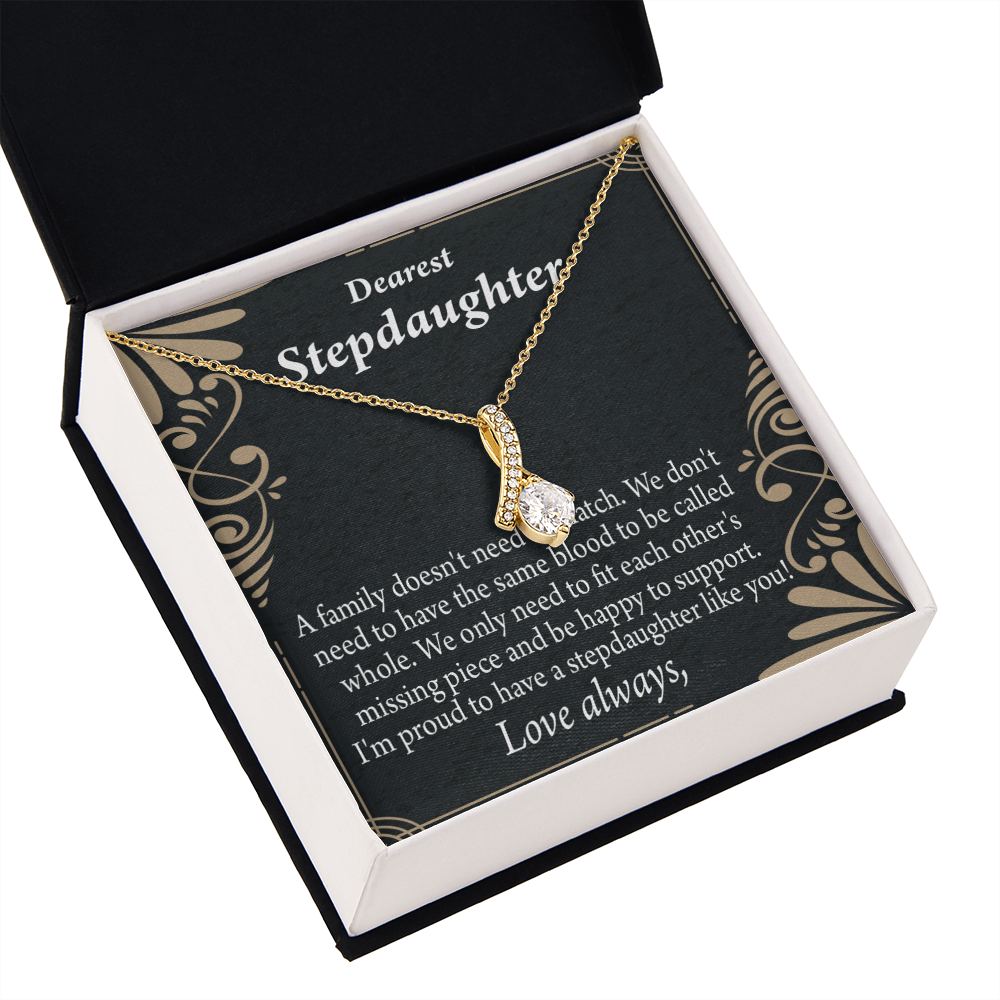 To My Stepdaughter Family Reminder Alluring Ribbon Necklace Message Card-Express Your Love Gifts