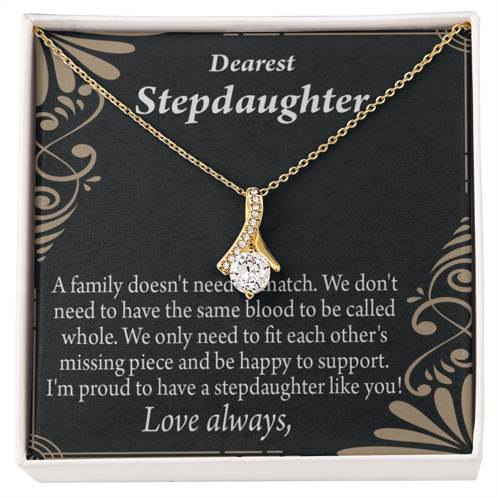 To My Stepdaughter Family Reminder Alluring Ribbon Necklace Message Card-Express Your Love Gifts