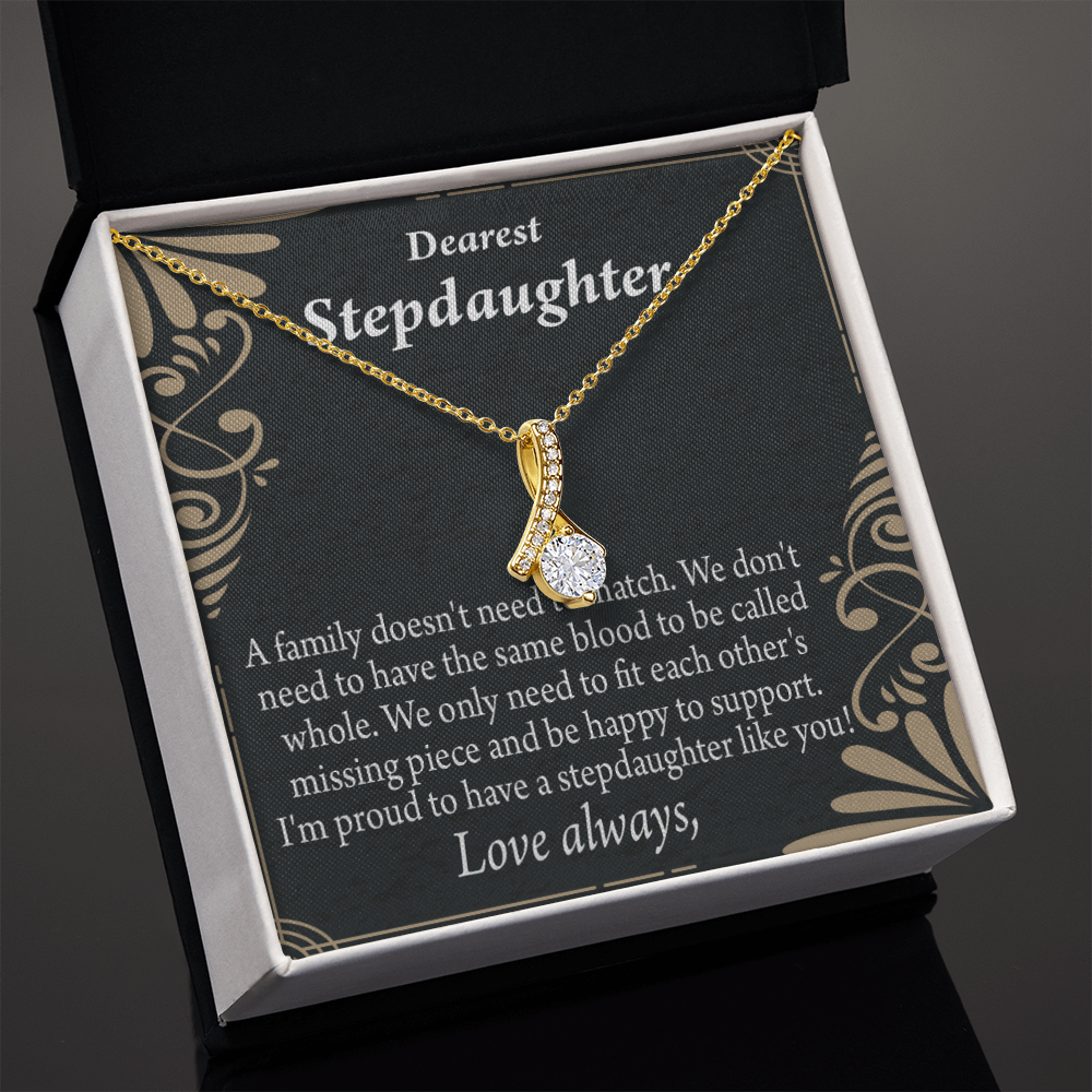 To My Stepdaughter Family Reminder Alluring Ribbon Necklace Message Card-Express Your Love Gifts