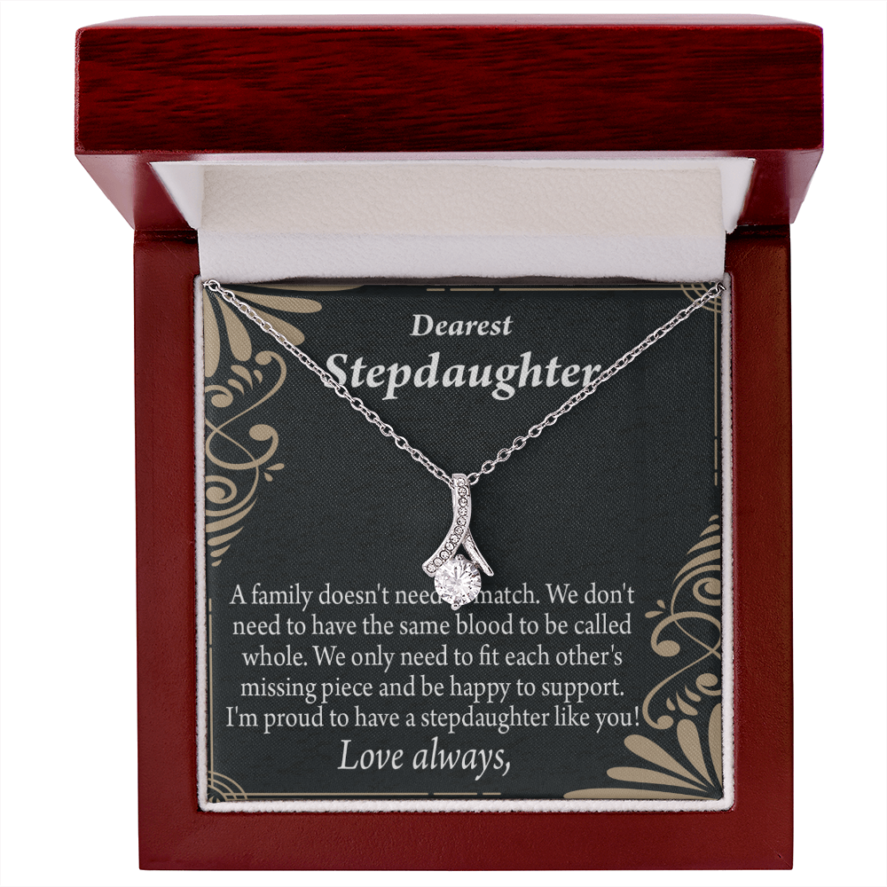 To My Stepdaughter Family Reminder Alluring Ribbon Necklace Message Card-Express Your Love Gifts