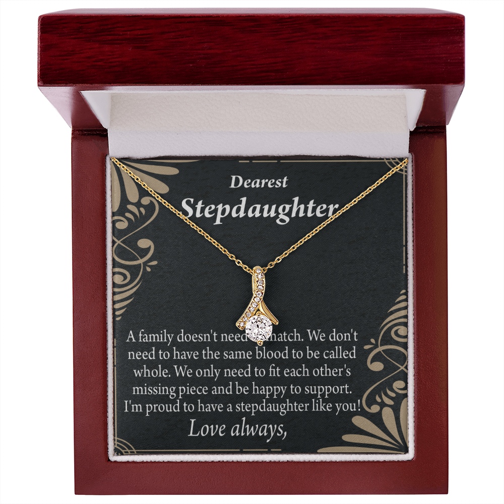To My Stepdaughter Family Reminder Alluring Ribbon Necklace Message Card-Express Your Love Gifts