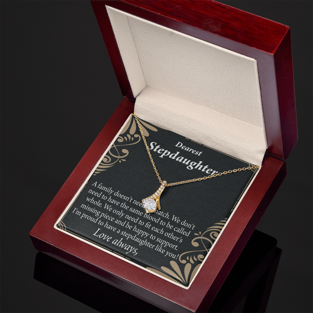 To My Stepdaughter Family Reminder Alluring Ribbon Necklace Message Card-Express Your Love Gifts