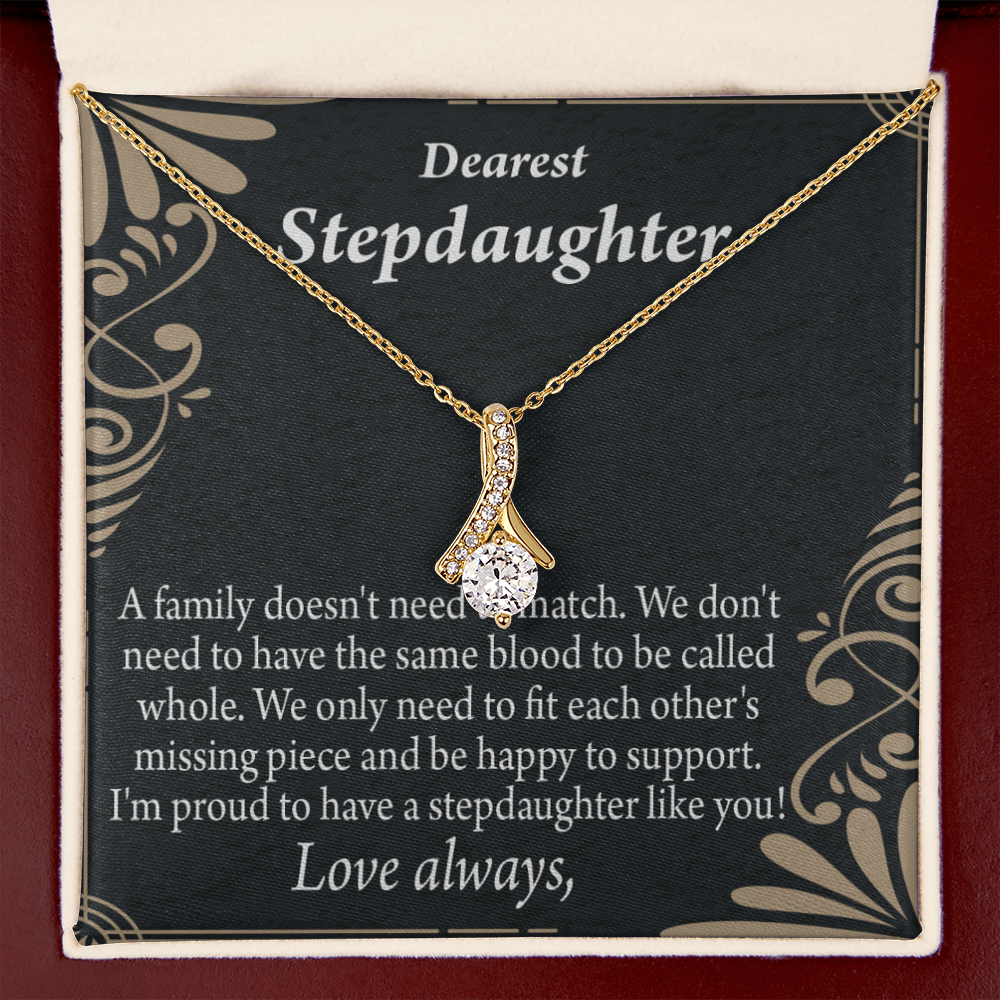 To My Stepdaughter Family Reminder Alluring Ribbon Necklace Message Card-Express Your Love Gifts