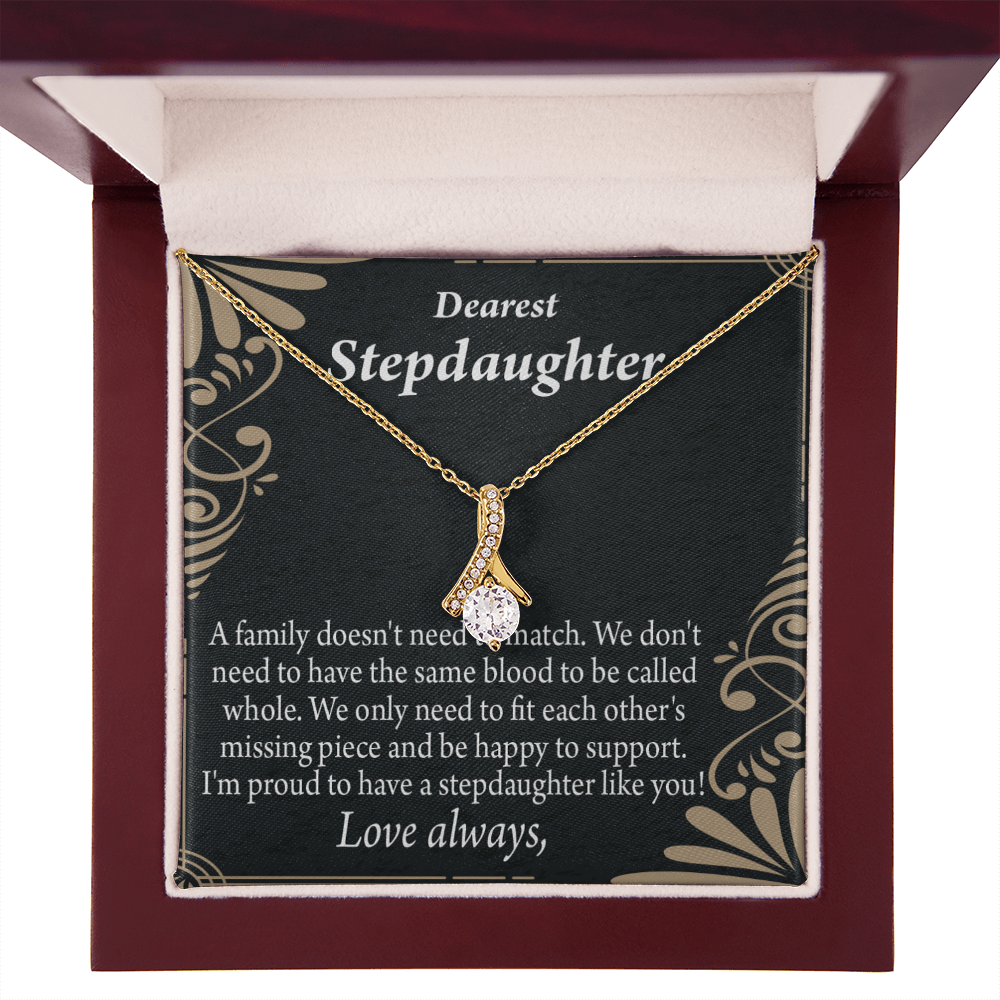 To My Stepdaughter Family Reminder Alluring Ribbon Necklace Message Card-Express Your Love Gifts