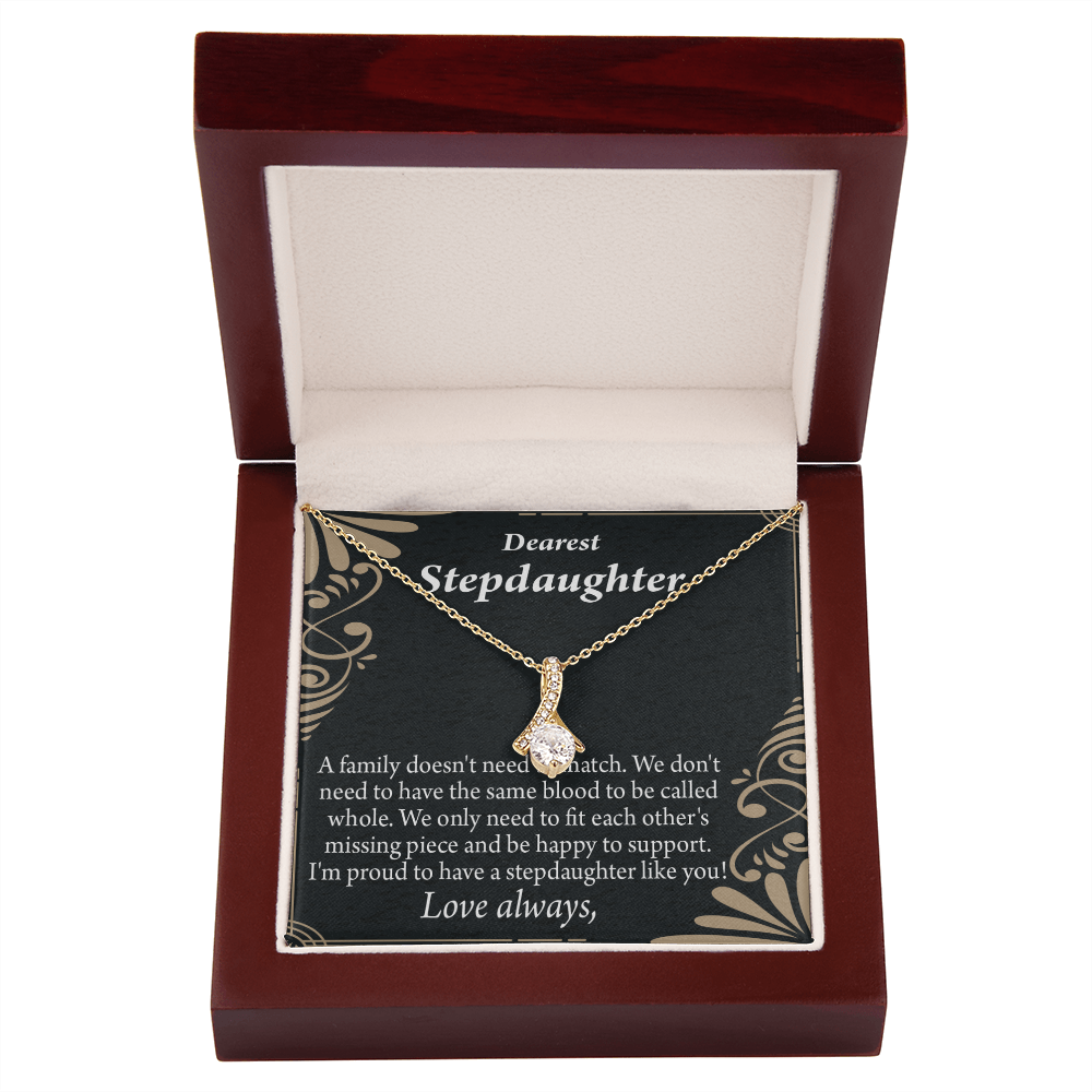 To My Stepdaughter Family Reminder Alluring Ribbon Necklace Message Card-Express Your Love Gifts