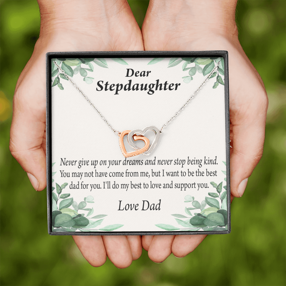 To My Stepdaughter Keep Your Dreams Alive From Dad Inseparable Necklace-Express Your Love Gifts
