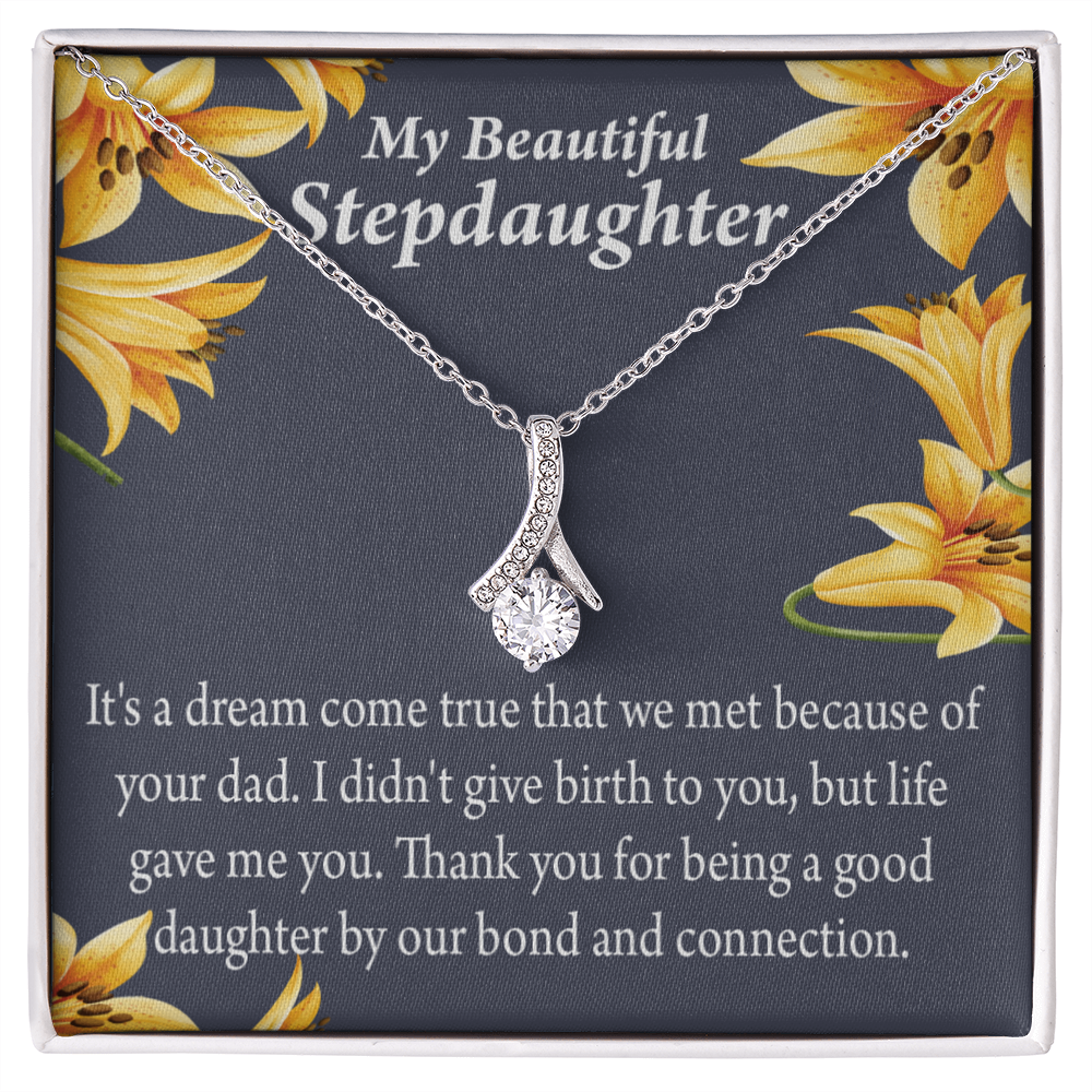 To My Stepdaughter Life's Gift Alluring Ribbon Necklace Message Card-Express Your Love Gifts