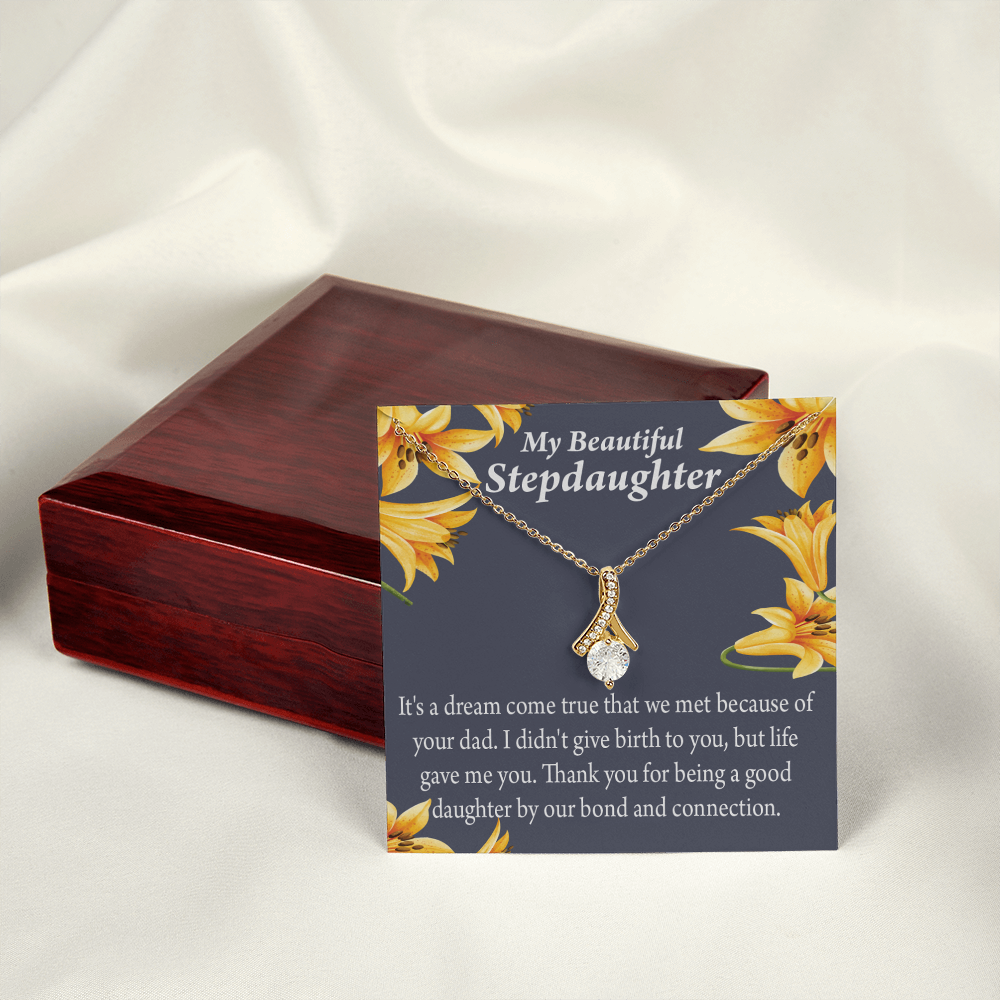 To My Stepdaughter Life's Gift Alluring Ribbon Necklace Message Card-Express Your Love Gifts
