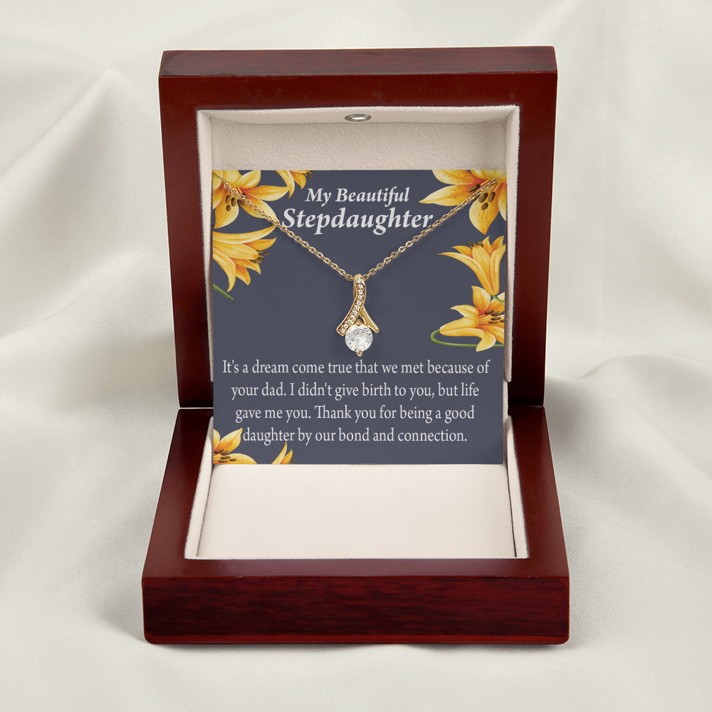 To My Stepdaughter Life's Gift Alluring Ribbon Necklace Message Card-Express Your Love Gifts