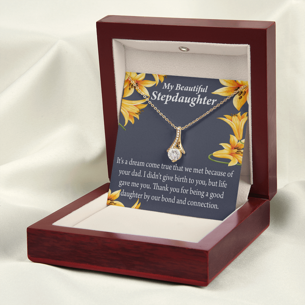 To My Stepdaughter Life's Gift Alluring Ribbon Necklace Message Card-Express Your Love Gifts