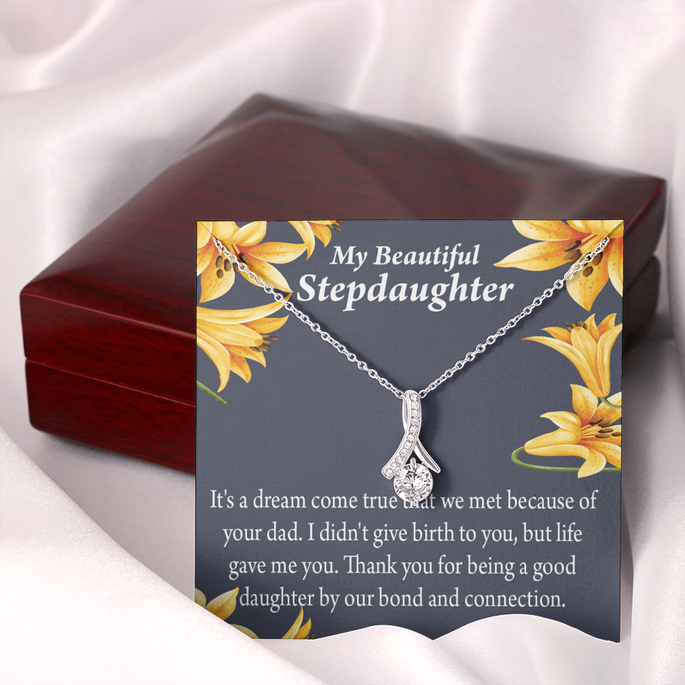 To My Stepdaughter Life's Gift Alluring Ribbon Necklace Message Card-Express Your Love Gifts