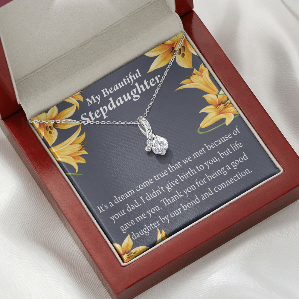 To My Stepdaughter Life's Gift Alluring Ribbon Necklace Message Card-Express Your Love Gifts