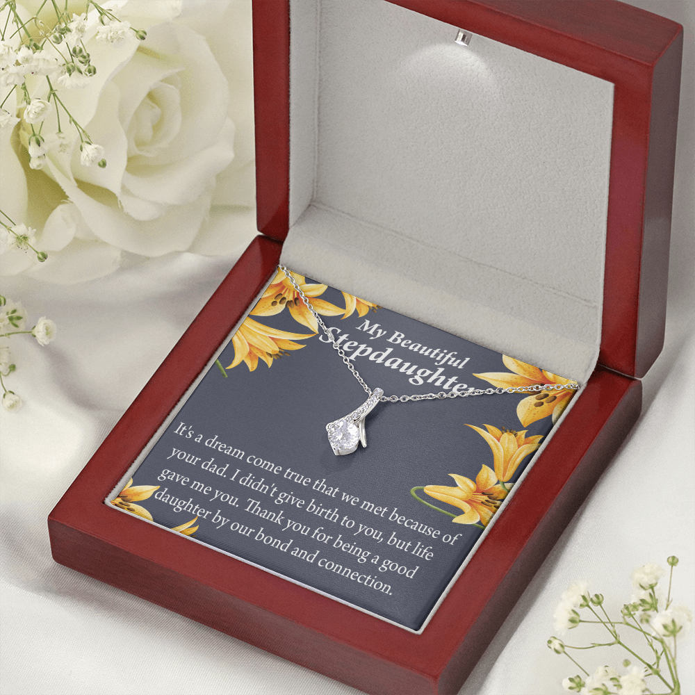 To My Stepdaughter Life's Gift Alluring Ribbon Necklace Message Card-Express Your Love Gifts