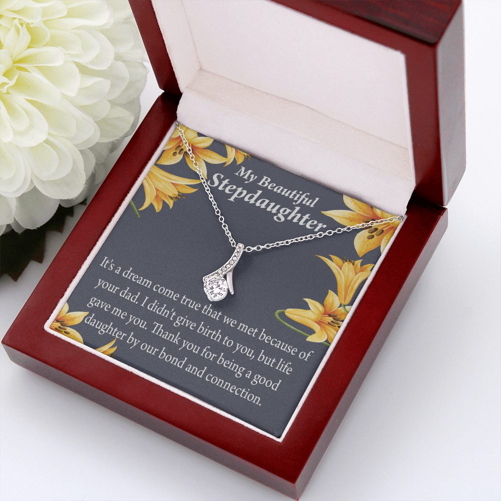To My Stepdaughter Life's Gift Alluring Ribbon Necklace Message Card-Express Your Love Gifts