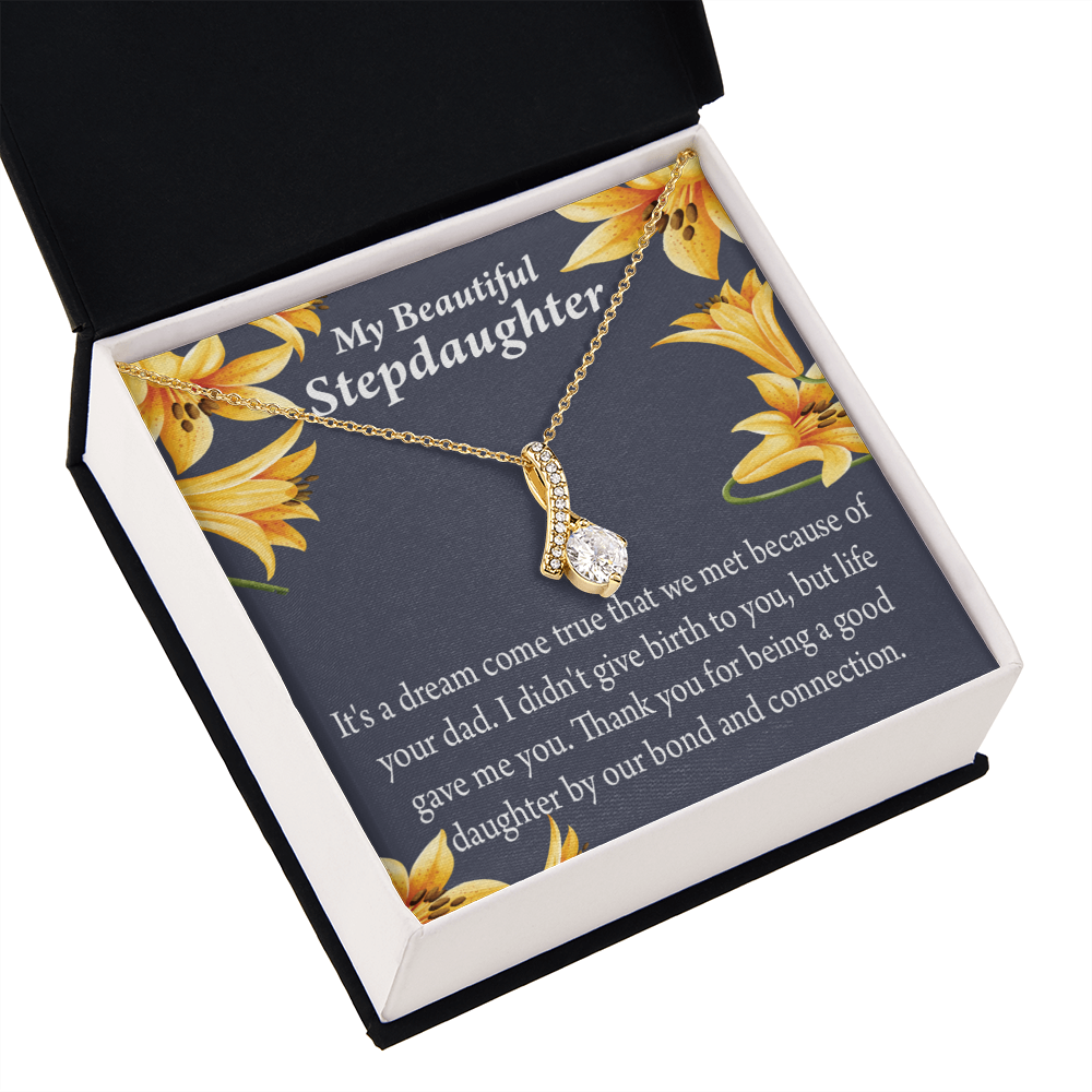 To My Stepdaughter Life's Gift Alluring Ribbon Necklace Message Card-Express Your Love Gifts
