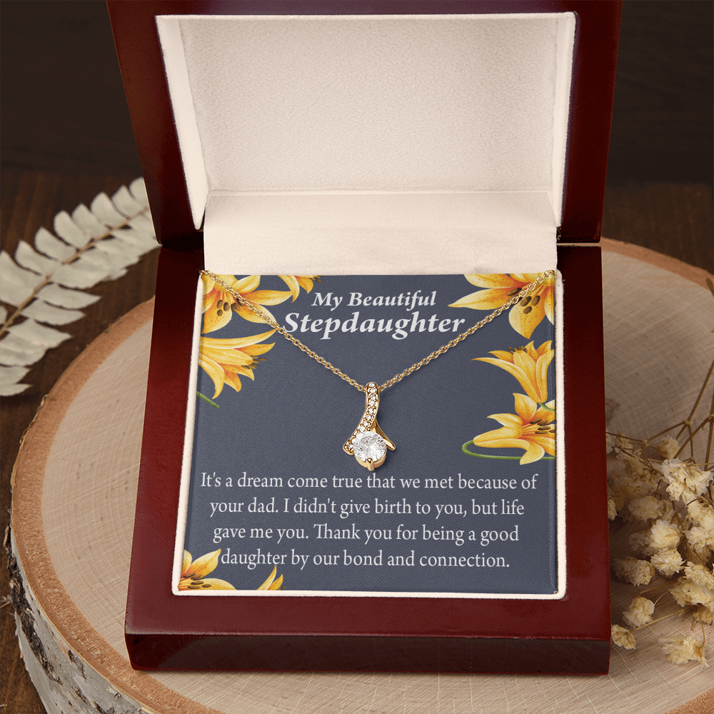 To My Stepdaughter Life's Gift Alluring Ribbon Necklace Message Card-Express Your Love Gifts