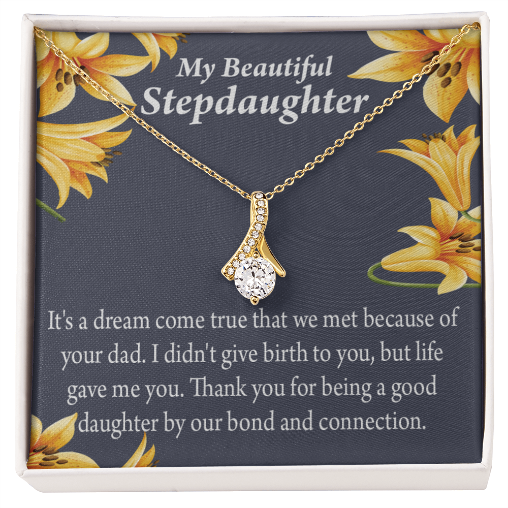 To My Stepdaughter Life's Gift Alluring Ribbon Necklace Message Card-Express Your Love Gifts