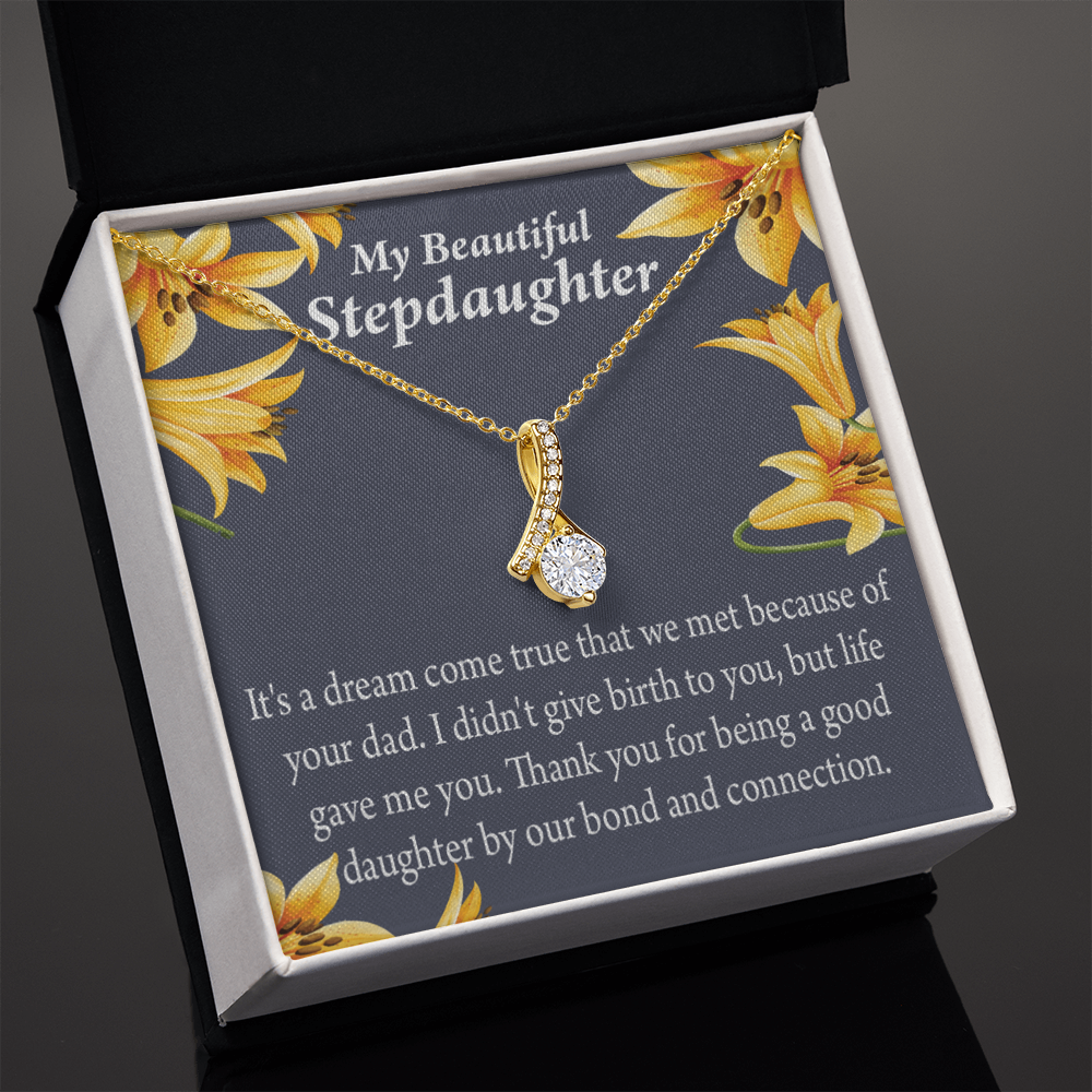 To My Stepdaughter Life's Gift Alluring Ribbon Necklace Message Card-Express Your Love Gifts