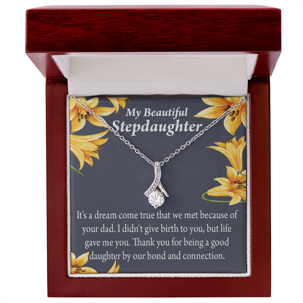 To My Stepdaughter Life's Gift Alluring Ribbon Necklace Message Card-Express Your Love Gifts