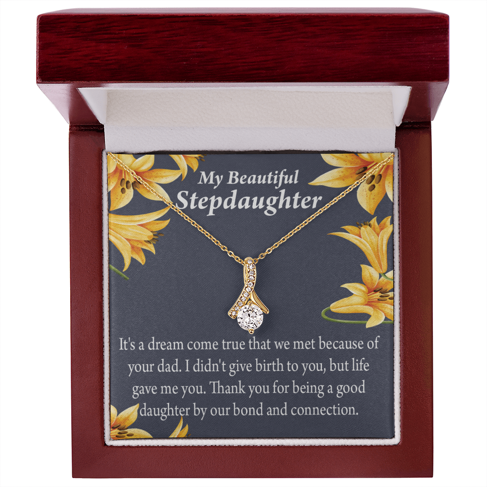 To My Stepdaughter Life's Gift Alluring Ribbon Necklace Message Card-Express Your Love Gifts