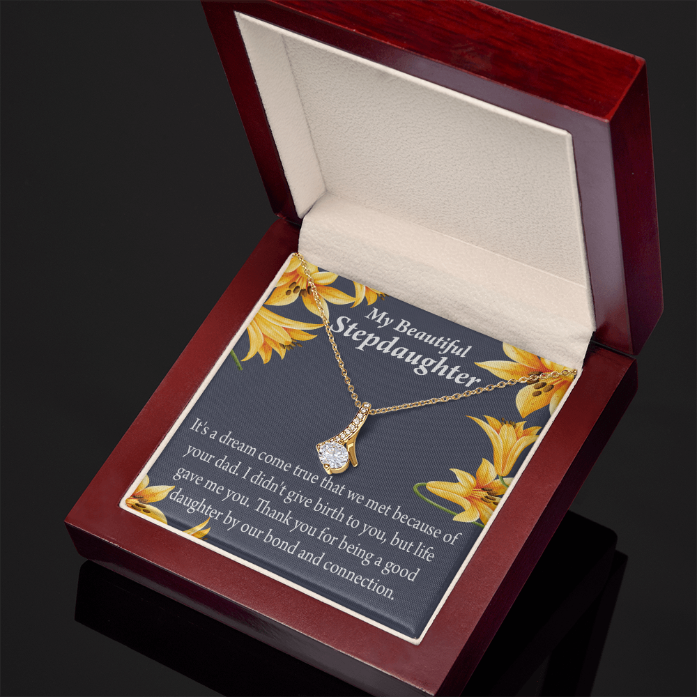 To My Stepdaughter Life's Gift Alluring Ribbon Necklace Message Card-Express Your Love Gifts