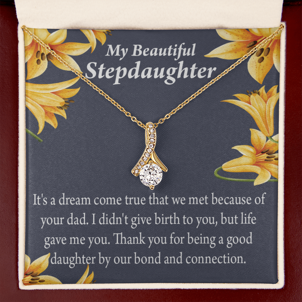 To My Stepdaughter Life's Gift Alluring Ribbon Necklace Message Card-Express Your Love Gifts
