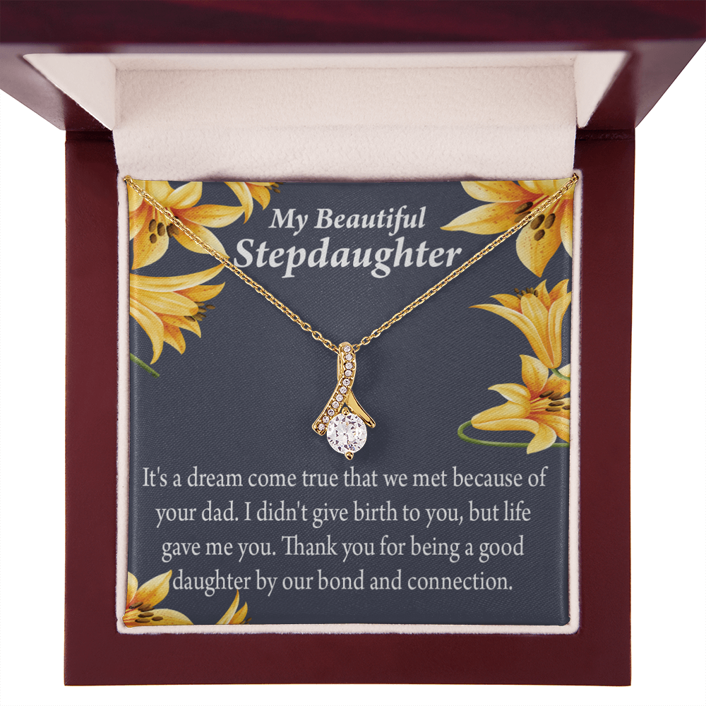 To My Stepdaughter Life's Gift Alluring Ribbon Necklace Message Card-Express Your Love Gifts