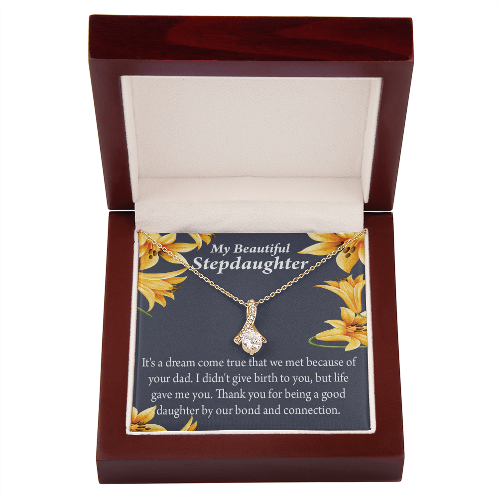 To My Stepdaughter Life's Gift Alluring Ribbon Necklace Message Card-Express Your Love Gifts
