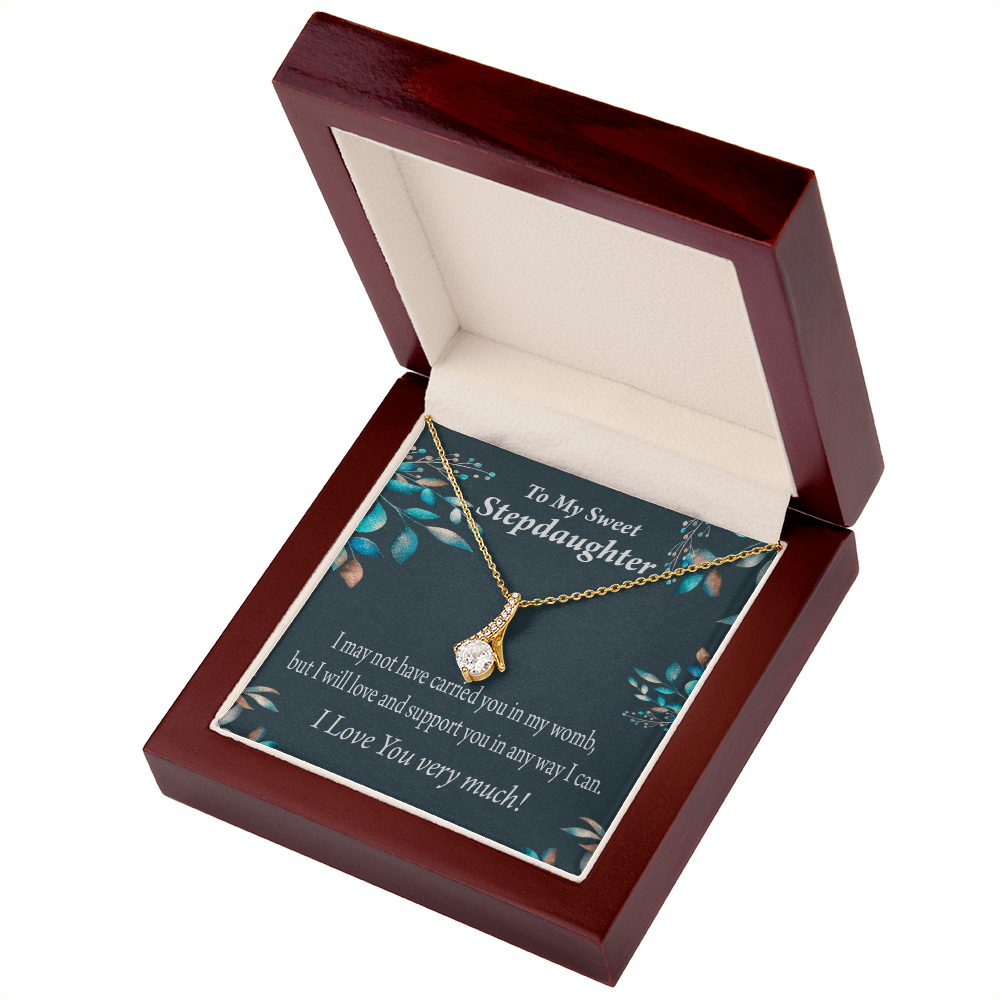 To My Stepdaughter Love & Support Alluring Ribbon Necklace Message Card-Express Your Love Gifts