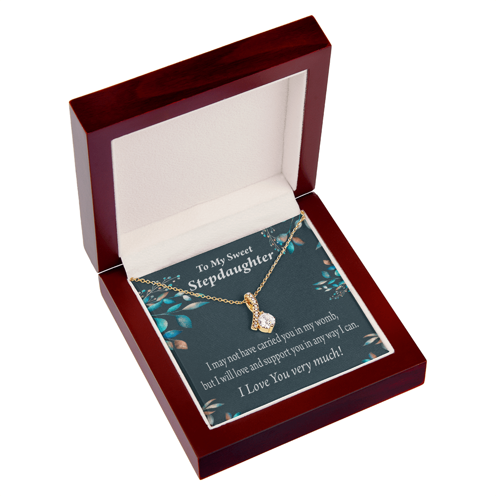To My Stepdaughter Love & Support Alluring Ribbon Necklace Message Card-Express Your Love Gifts