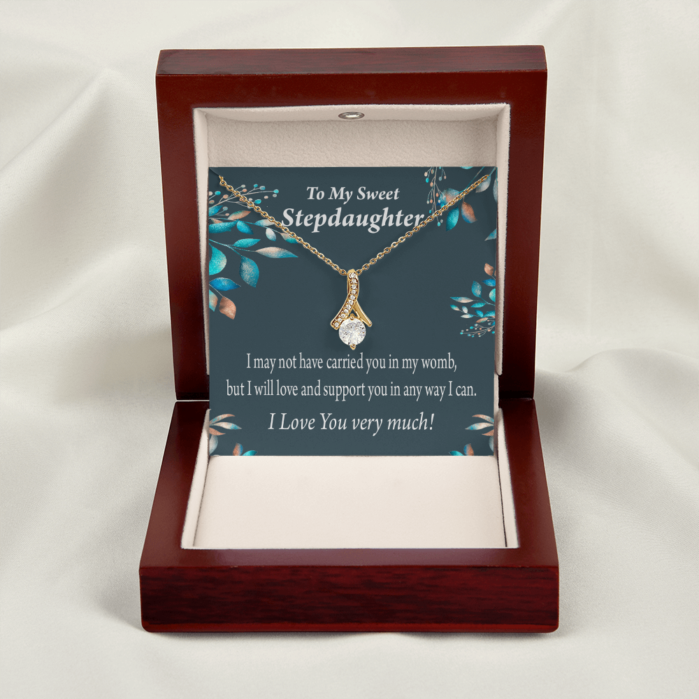To My Stepdaughter Love & Support Alluring Ribbon Necklace Message Card-Express Your Love Gifts