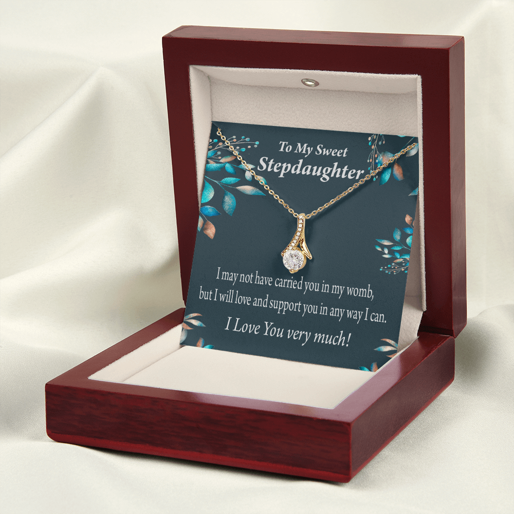 To My Stepdaughter Love & Support Alluring Ribbon Necklace Message Card-Express Your Love Gifts