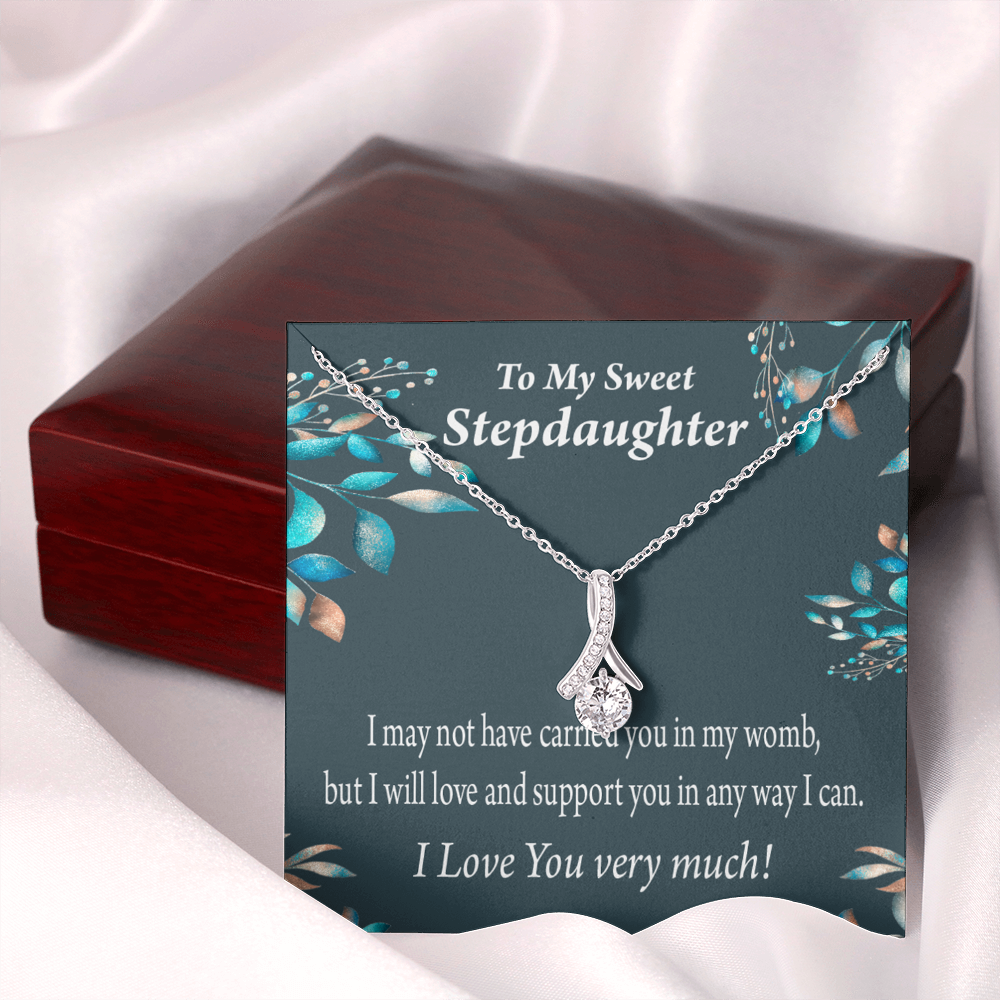 To My Stepdaughter Love & Support Alluring Ribbon Necklace Message Card-Express Your Love Gifts