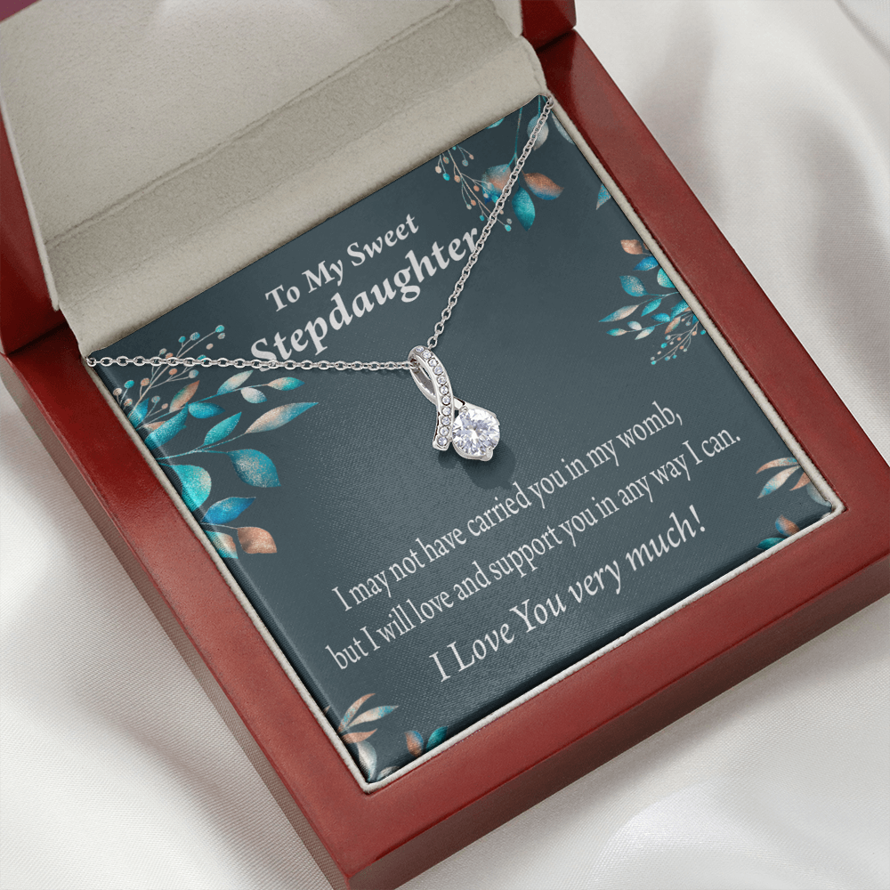 To My Stepdaughter Love & Support Alluring Ribbon Necklace Message Card-Express Your Love Gifts