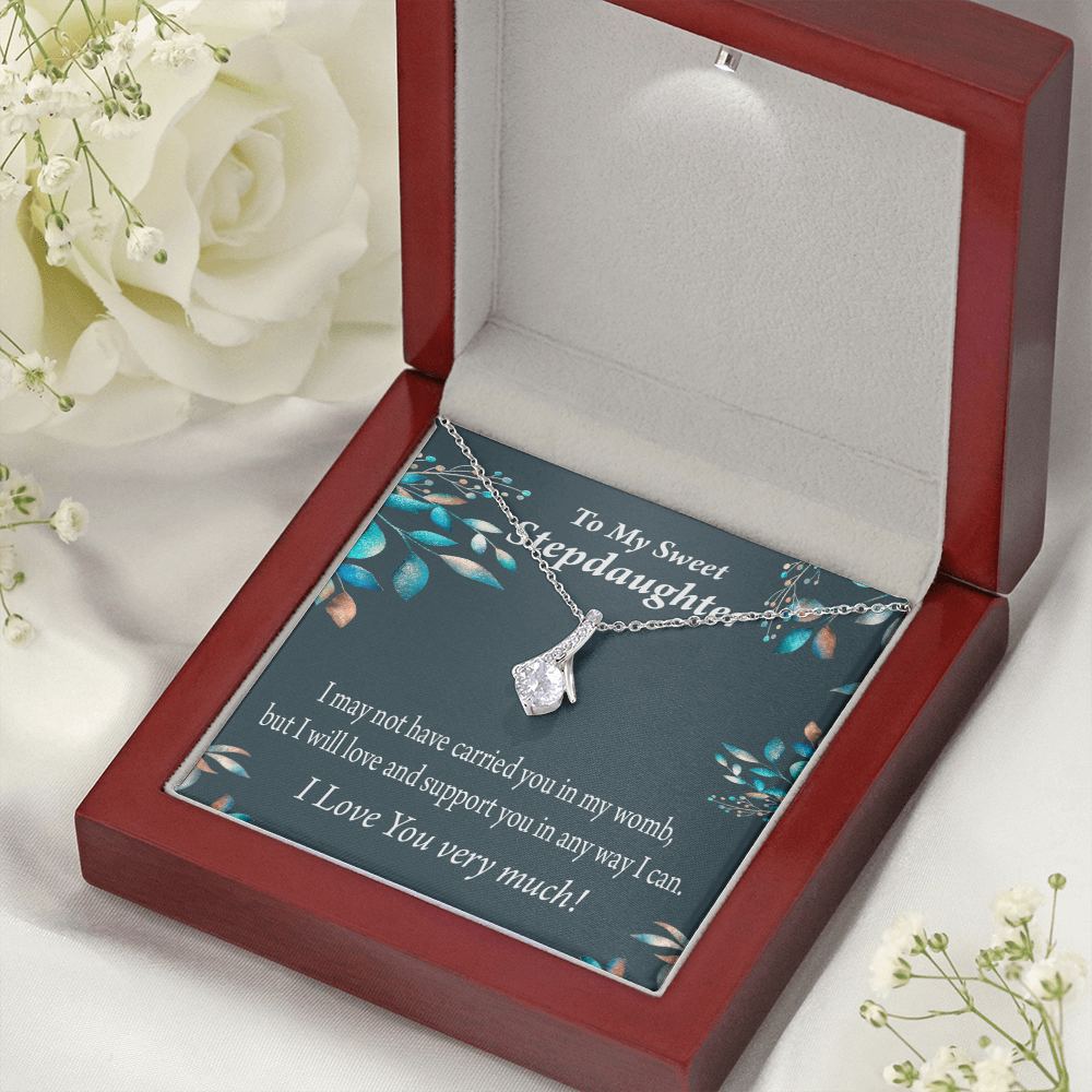 To My Stepdaughter Love & Support Alluring Ribbon Necklace Message Card-Express Your Love Gifts