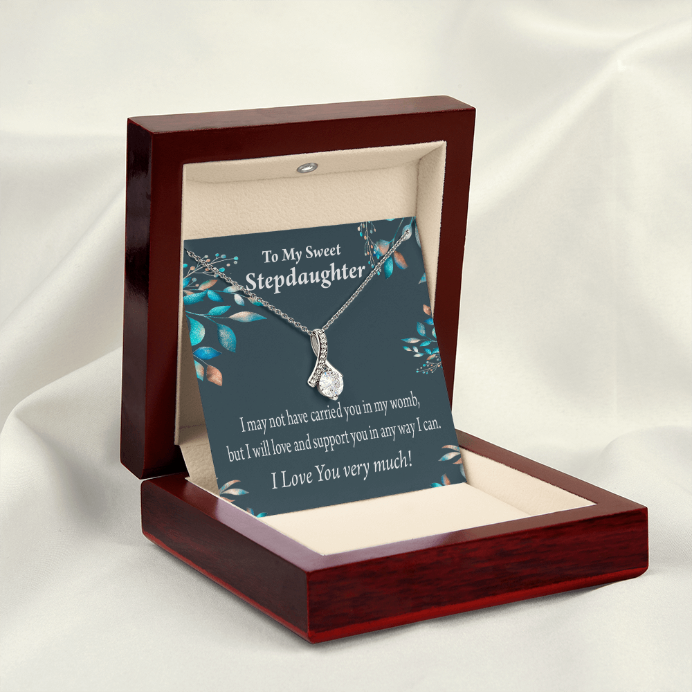 To My Stepdaughter Love & Support Alluring Ribbon Necklace Message Card-Express Your Love Gifts